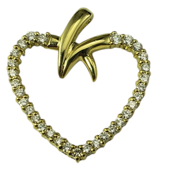 18 Karat Yellow Gold Open Diamond Heart Pendant #20710 - Picture 1 of 8